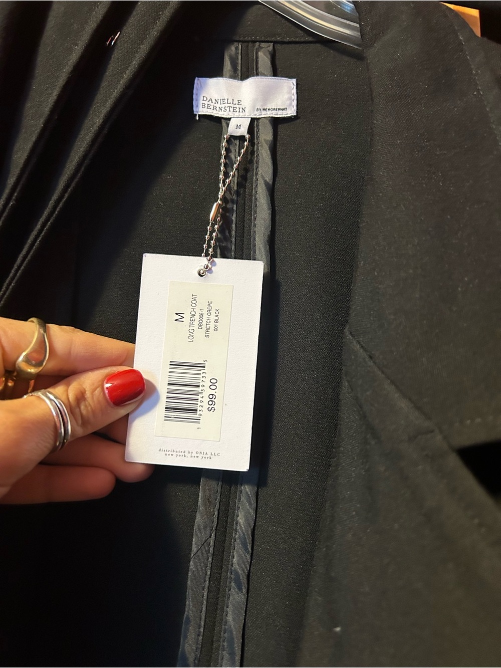 WeWoreWhat Black Trench Coat with Waist Tie - Picture 3 of 4